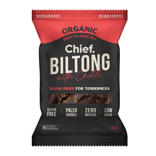 paleo snack chilli flavoured biltong 