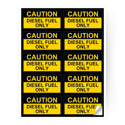 Sheet of 10 UV stickers for diesel fuel
