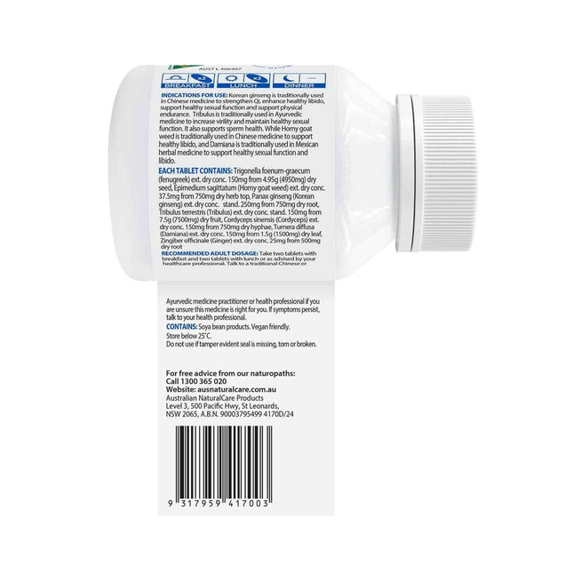 Australia NaturalCare Libido Max for Men back & label