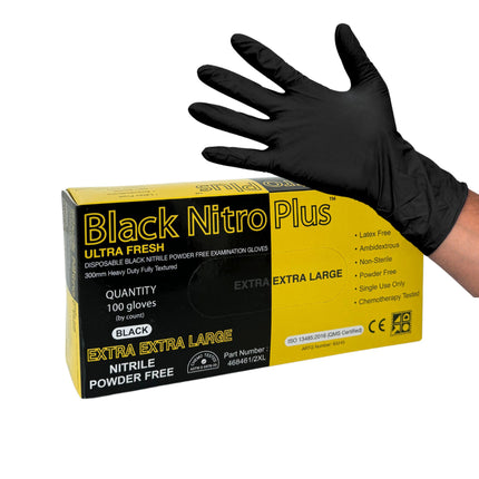 long cuff extra extra large heavy duty nitrile black gloves