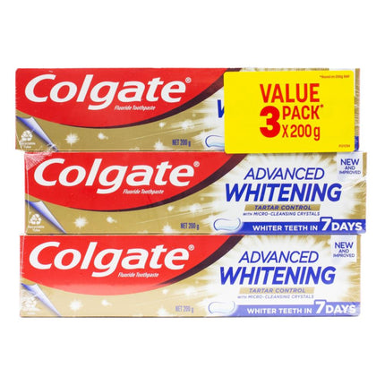 Colgate Advanced Whitening Tartar Control Toothpaste value pack of 3 x 200g