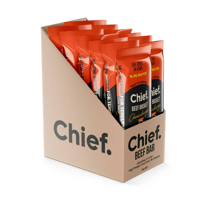 Chief Cheezeburger Beef Bars box Australian beef snak