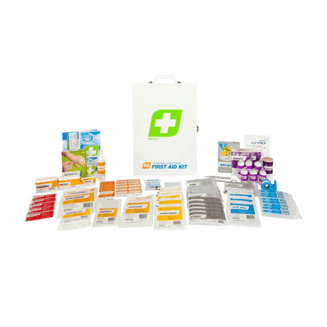 FastAid R2 Workplace Response Metal Cabinet First Aid Kit contents