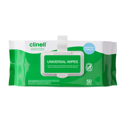 Clinell Universal Wipes - clip pack 50 wipes