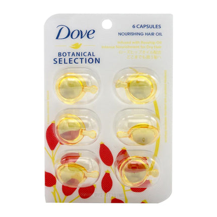Dove Botanical Selection Nourishing Hair Oil Infused With Rosehip Oil - 6 Capsules x 1ml