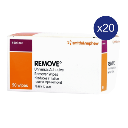 REMOVE Universal Adhesive Remover Wipes - Carton of 20 boxes of 50 403100403100