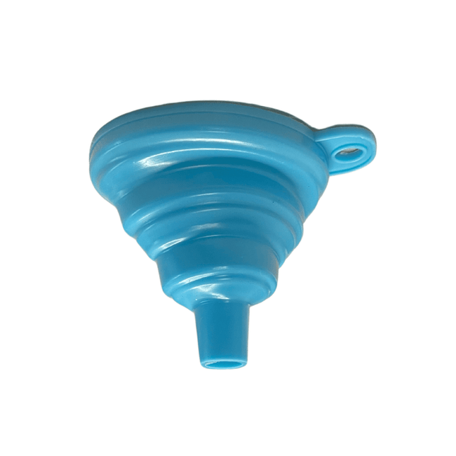 Small collapsible silicone funnel for transferring liquids