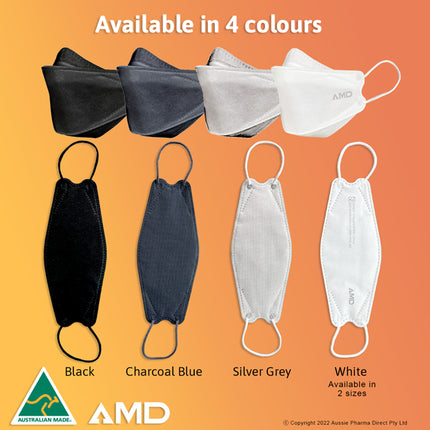 AMD P2 respirators available in all colours - white, black, charcoal blue & grey