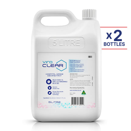 2 bottles of 5-liter refill pack for ViroCLEAR surface disinfectant solution