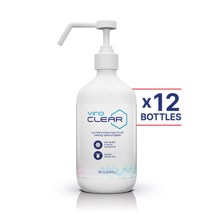 12x hand sanitiser pump bottles in 500ml for convenient dispensing and everyday use at home or office.