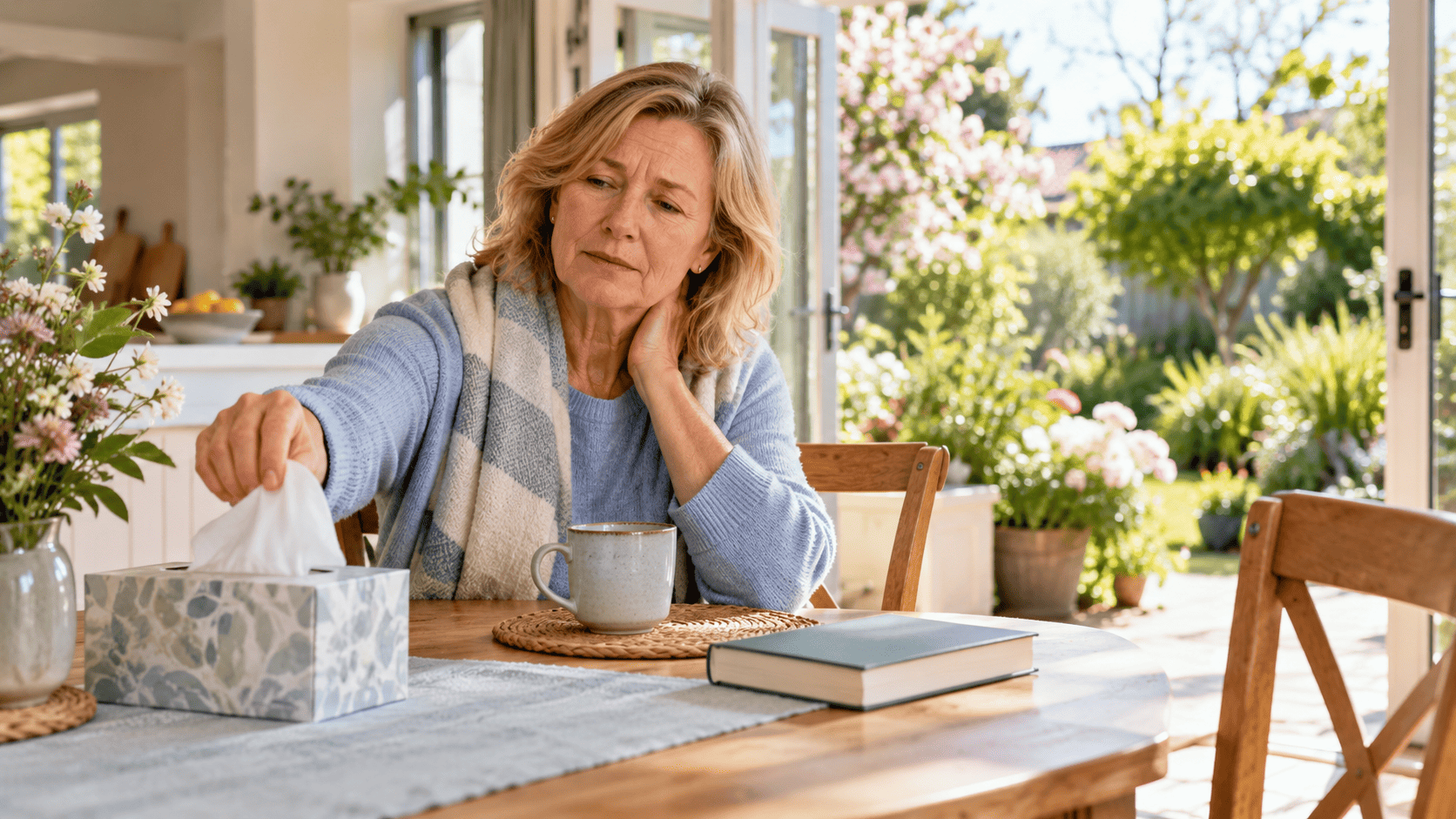 Woman having flu