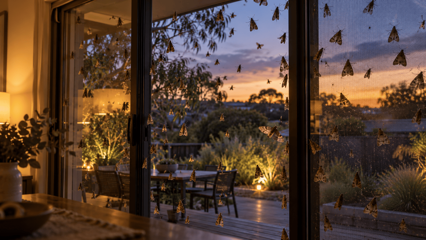 Bogong moths gathering at Australian homes