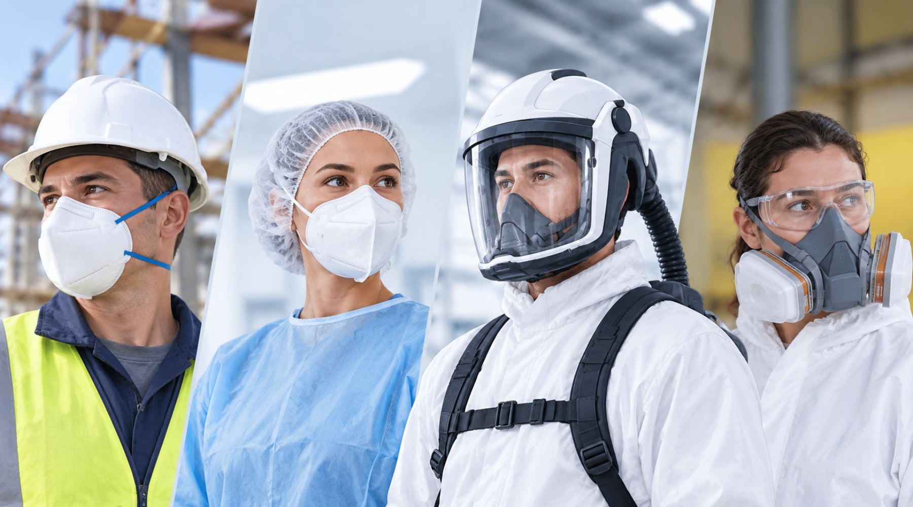 Industry workers wearing respirators