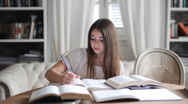 Student studying at home