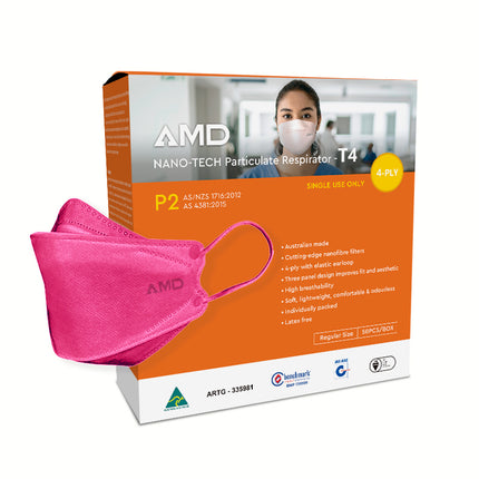 AMD P2 mask box of 50 in pink colour