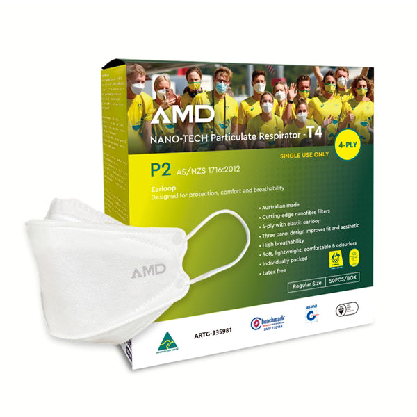 AMD P2  Nano-tech Mask White EP24 Earloop Box 50