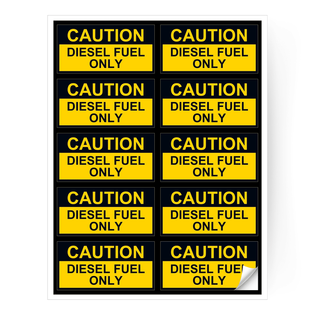Sheet of 10 UV stickers for diesel fuel