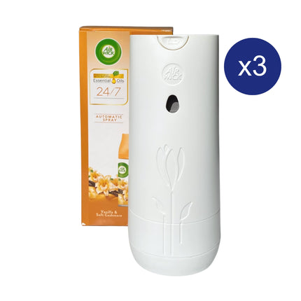 Carton of 3 Air Wick Automatic Spray refills Vanilla & Soft Cashmere Essential Oils 174g