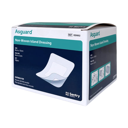 AsGUARD Flex+ Non-Woven Sterile Island Dressing 8x10cm - Box of 50
