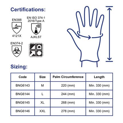 Bastion Nitrile 330 Green Flocklined Gloves – Solvent Resistant Sizing & Certifications