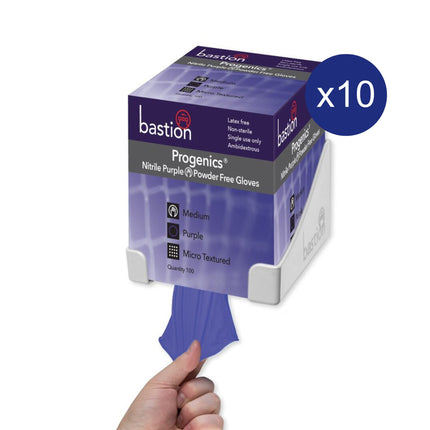 Bastion Progenics purple nitrile powder free examination gloves, chemotherapy drug tested, carton of 10 boxes
