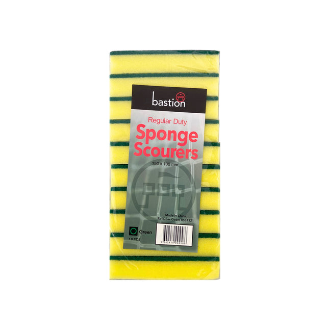 Bastion Sponge Scourer  Regular Duty 10 Pack (100 x 150mm x 30mm)