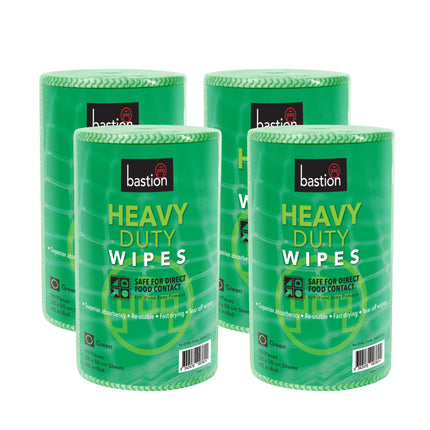Bastion green reusable wipes, heavy-duty and food-safe, designed for efficient, durable cleaning across various industries