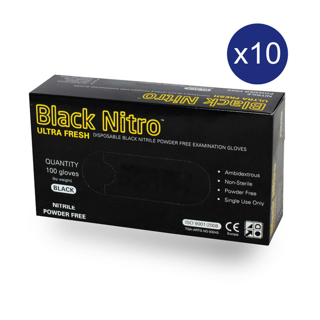 black nitro disposable gloves carton of 10