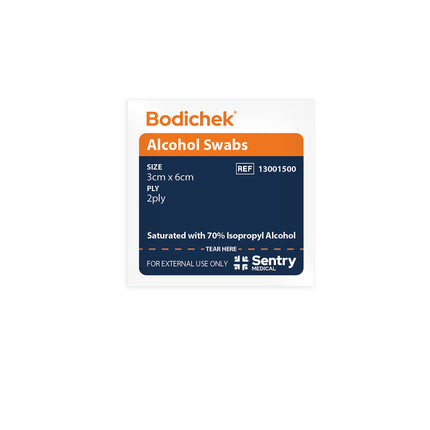 Bodichek Alcohol Non-Woven Swabs 70% Isopropyl Alcohol 2 Ply single pouch