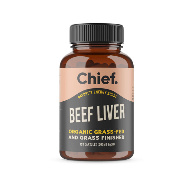 Bottle of Chief Beef Liver capsules