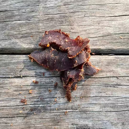 Chief biltong on a wooden surface