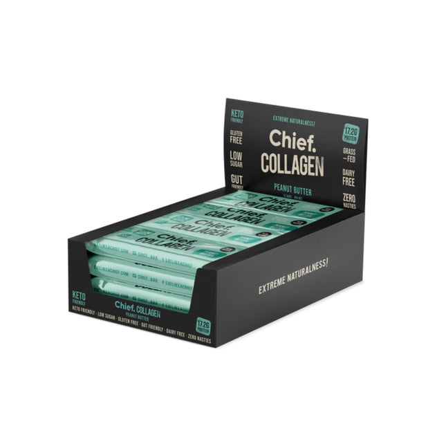 Box of 12 Chief Peanut Butter Collagen Protein Bars
