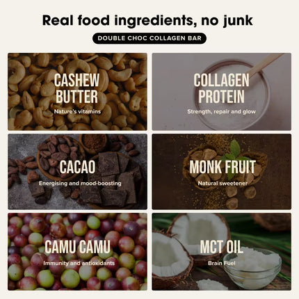 Ingredients used in a Chief Double Choc Collagen protein bar