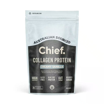 Chief Collagen Protein Powder Creamy Vanilla Flavour 450g packaging