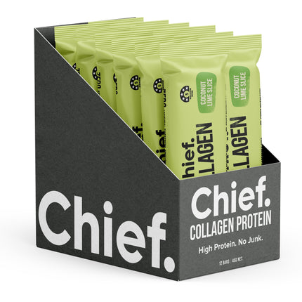 Chief Collagen Protein Bar Coconut Lime Slice 45g 12 Bars
