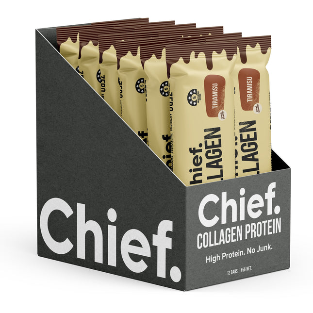 Chief Collagen Protein Bar Tiramisu 45g 12 Bars