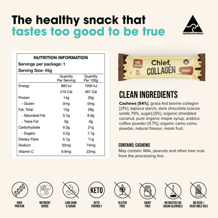 Chief Collagen Protein Bar Tiramisu 45g Ingredients