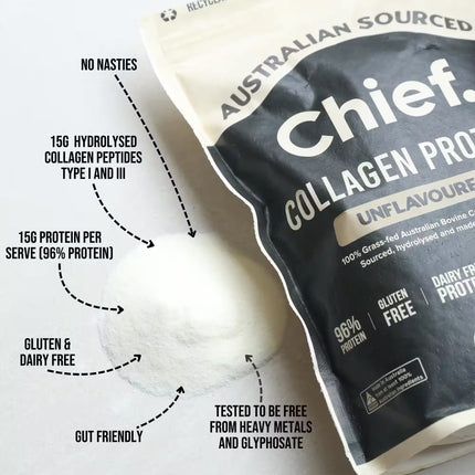 Chief Unflavoured Collagen Protein Powder benefits highlights