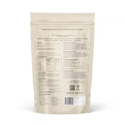 Back view of Chief Unflavoured Collagen Protein Powder with nutritional information and benefits
