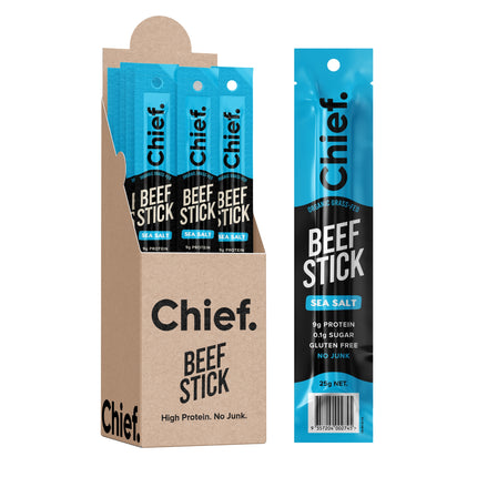 Chief Organic Beef Sticks - Sea Salt Pack x12
