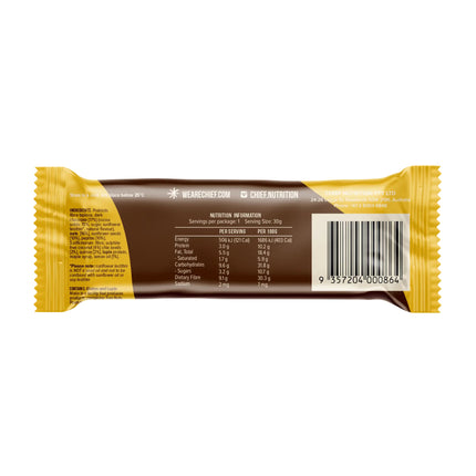 Nutrition information label on a Chief Thankful Bar Choc Lemon Coconut