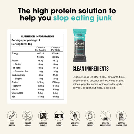Chief Beef Bar Traditional flavour with nutrition information