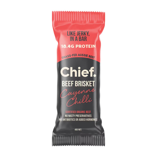 Chief Beef Brisket Cayenne Chilli protein bar packaging 40g
