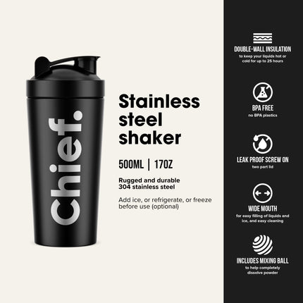 BPA free stainless steel shaker double insulated leak proof