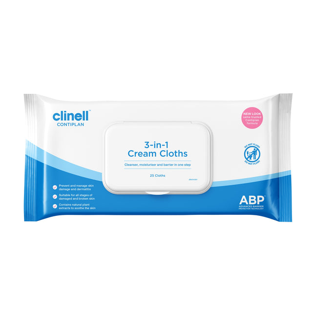 Clinell Contiplan All-in-One Adult Body Wipes - 25 Cloths