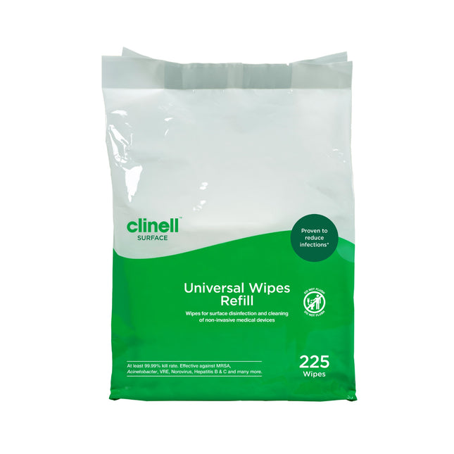 Clinell Universal Wipes Bucket Refill Pack - 225 Wipes