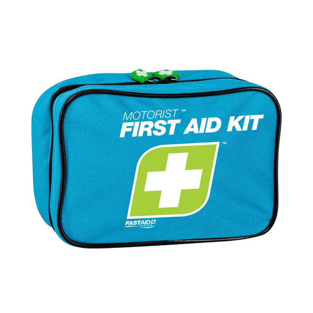 Blue soft case car emergency first aid kit for on-the-go roadside health and safety