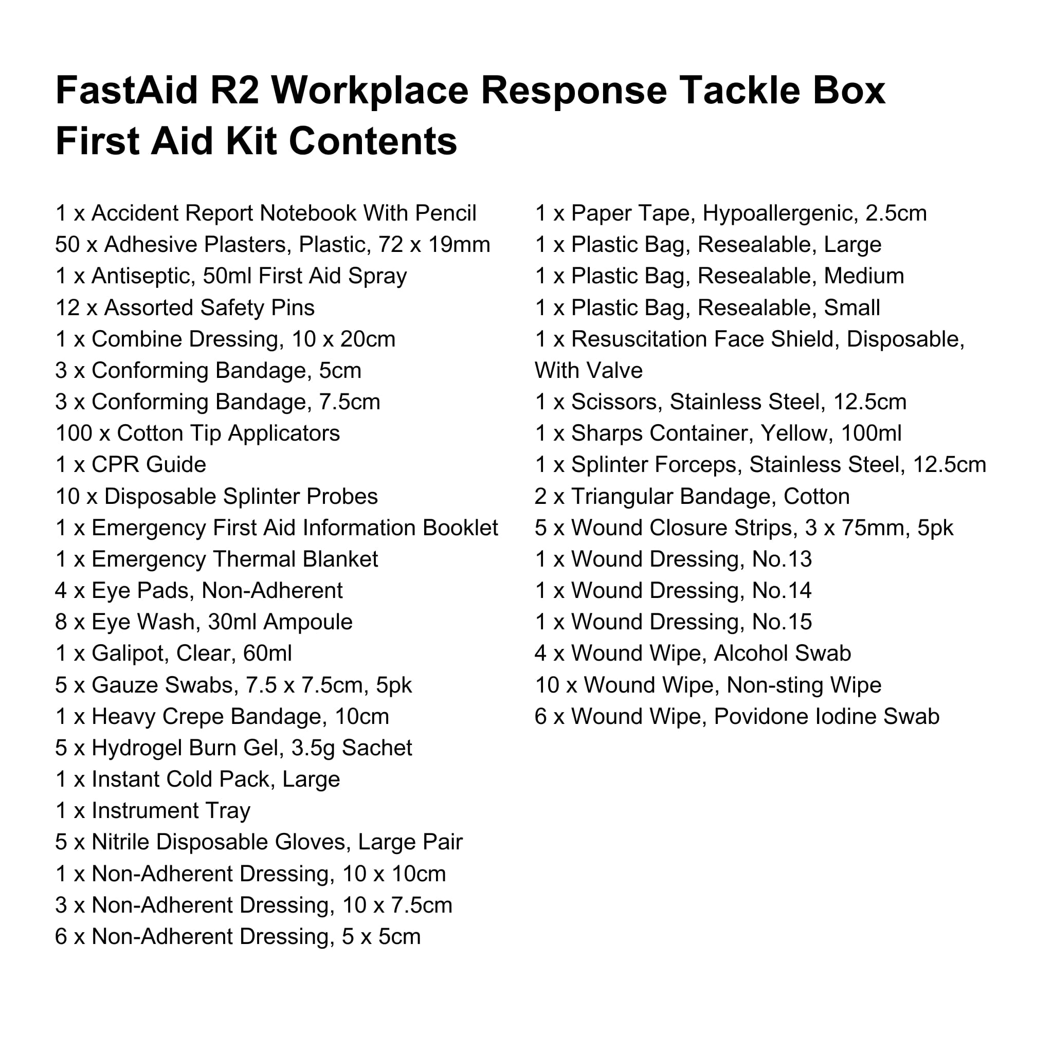 Fast Aid Rafiullah FastAid R2 Workplace Response™ Tackle Box First Aid Kit – Aussie Pharma ...