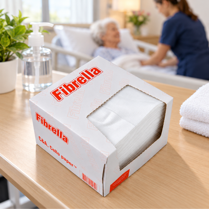 Cello Fibrella Soft Dry Wipes for Patients – 33 × 33cm (Box of 75)