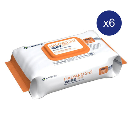 Halyard 2-in-1 Disinfectant Wipes Pack of 6